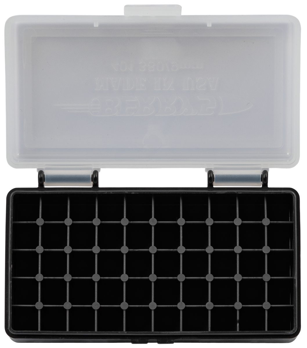 Berry's 71933 Ammo Box 9mm/380ACP Clear/Black Polypropylene 50rd
