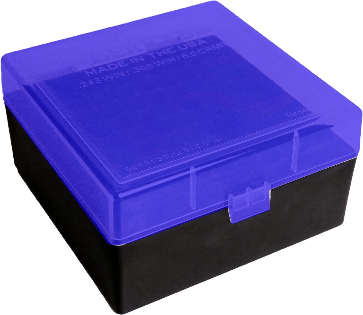 Berrys Manufacturing 009 Ammo Box .243/6.5/.308 Black with Blue Lid 100/ct