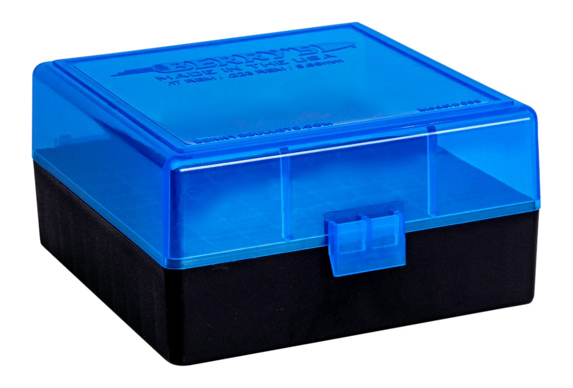 BERRY'S PLASTIC AMMO BOX, BLUE / BLACK 100 Round 223 / 5.56