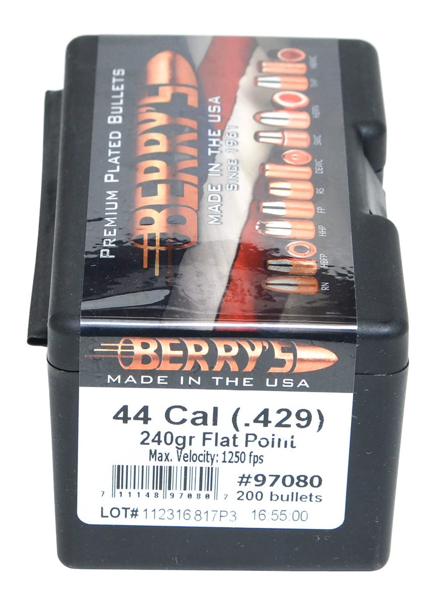 Berrys Manufacturing Superior Plated Pistol Bullets .44 cal .429in 240 gr F