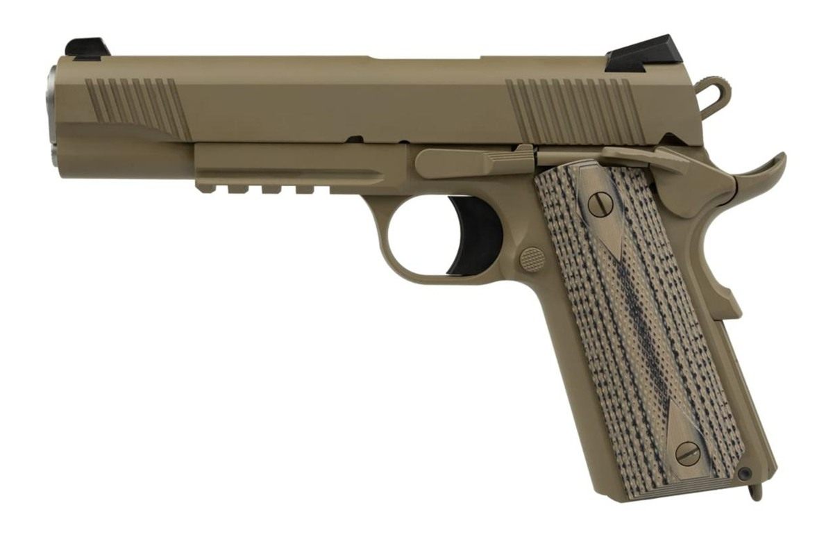 Tisas Arms 10100505 1911 Duty 45 ACP 8+1 5in Flat Dark Earth Cerakote Stain view 2