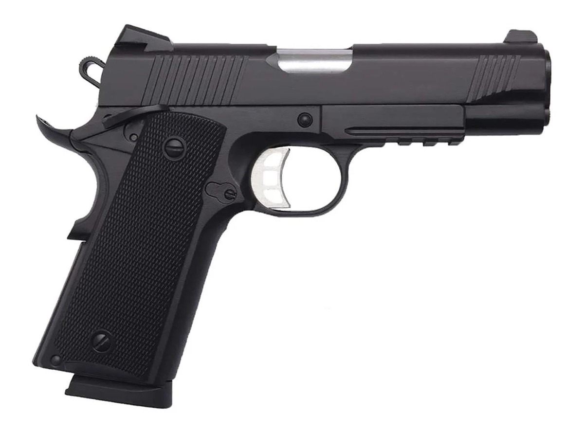 Tisas USA 1911 9MM 4.25in Black, Rail, Rubber, ENH, 2-9RD