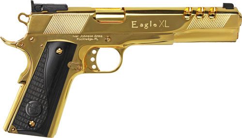 Iver Johnson Eagle XL Ported 45ACP 6in 24K Gold Black Wood