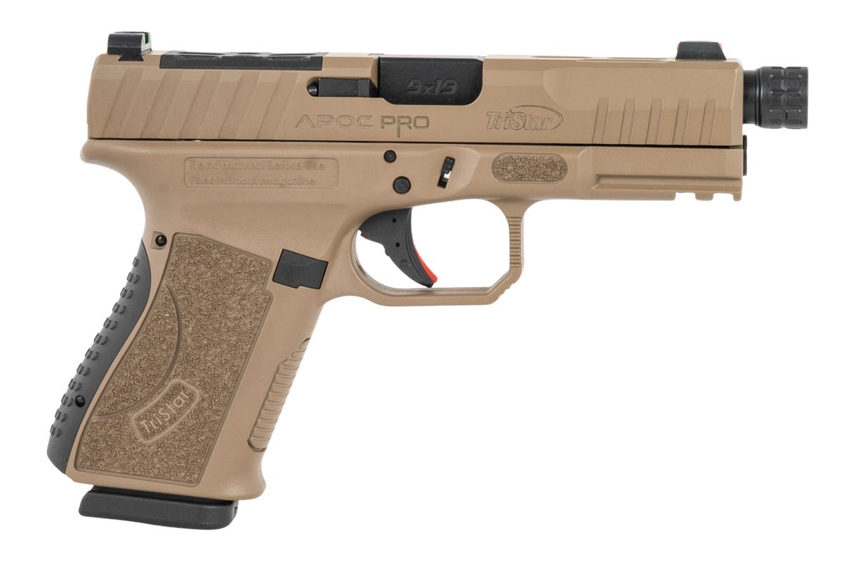TriStar 85784 Apoc Pro 9mm Luger 15+1 4.50in Black Threaded Barrel, Flat Da