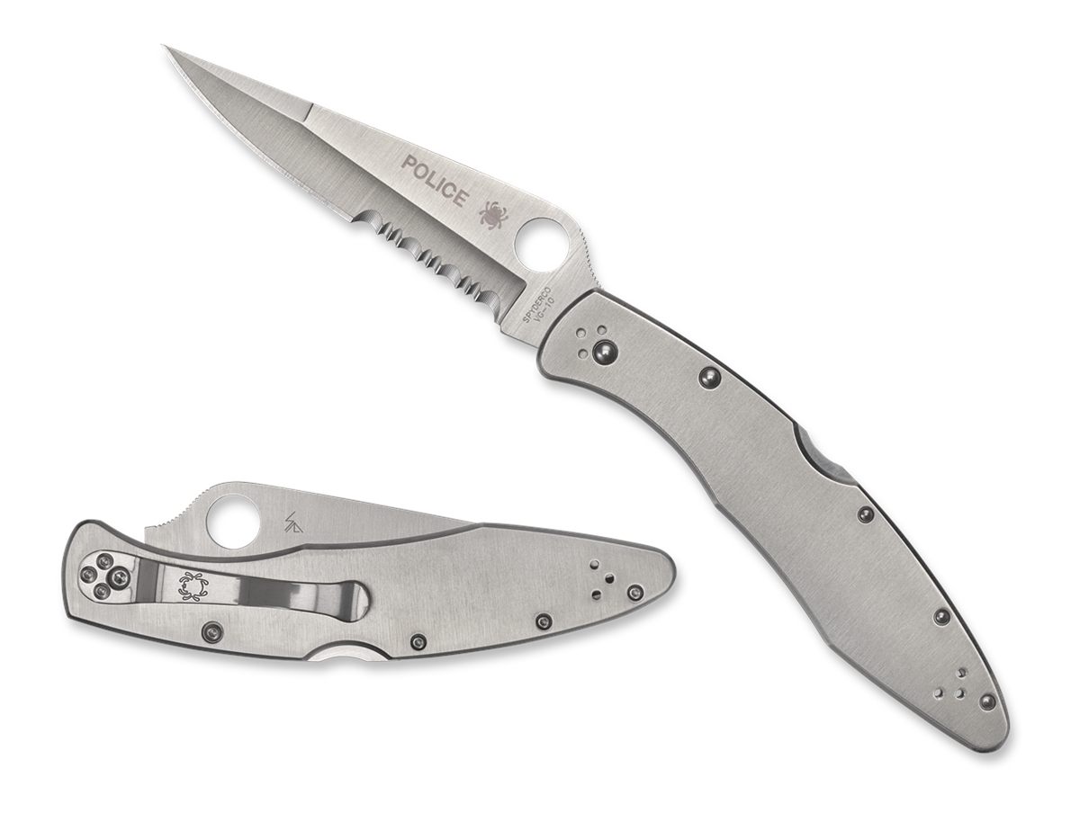 Spyderco C07PS Police 4.13in Folding Plain Satin VG-10 SS Blade/Satin Stain