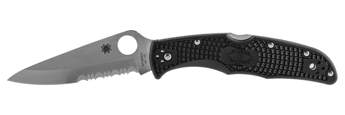 Spyderco C10PSBK Endura 4 Lightweight 3.75in Folding Drop Point Part Serrat