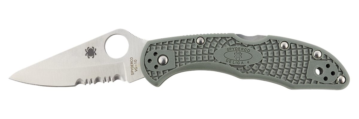 Spyderco C33PSFG Delica 4 Lightweight 2.88in Folding Drop Point Part Serrat
