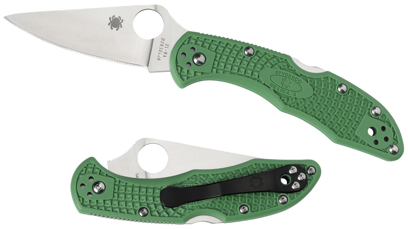 Spyderco C11FPGR Delica 4 Lightweight 2.88in Folding Drop Point Plain VG-10