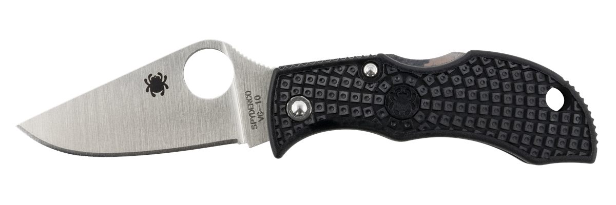 Spyderco MBKP Manbug 1.95in Folding Plain Stonewashed VG-10 SS Blade, Black