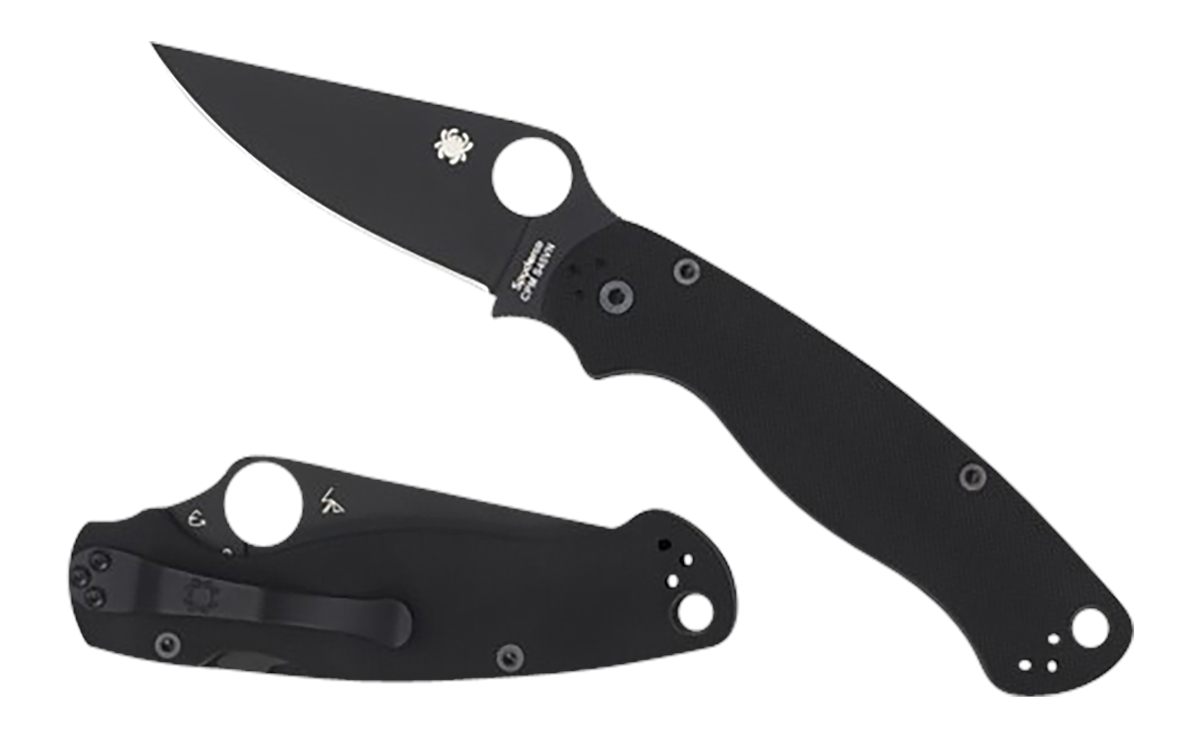 Spyderco C81GPBK2 Para Military 2 3.42in Folding Plain Black DLC CPM S45VN
