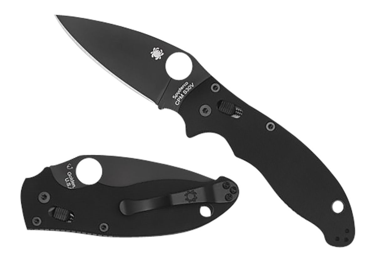 Spyderco C101GPBBK2 Manix 2 3.37in Folding Plain Black DLC CPM S30V SS Blad
