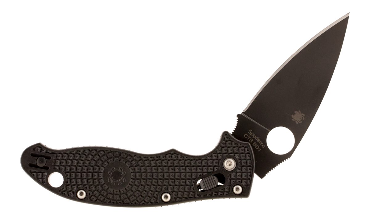 Spyderco C101PBBK2 Manix 2 Lightweight 3.37in Folding Drop Point Plain Blac