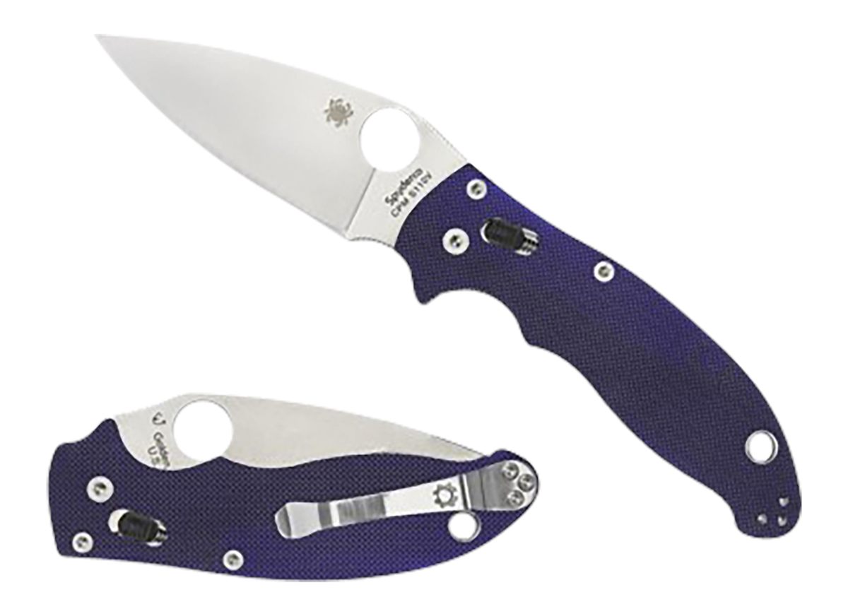 Spyderco C101GPDBL2 Manix 2 3.37in Folding Plain Satin CPM S110V Blade/Dark