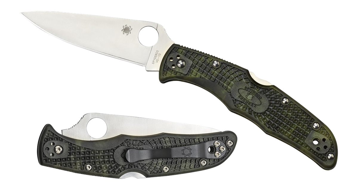 Spyderco C10ZFPGR Endura 4 Lightweight 3.80in Folding Plain Satin VG-10 SS
