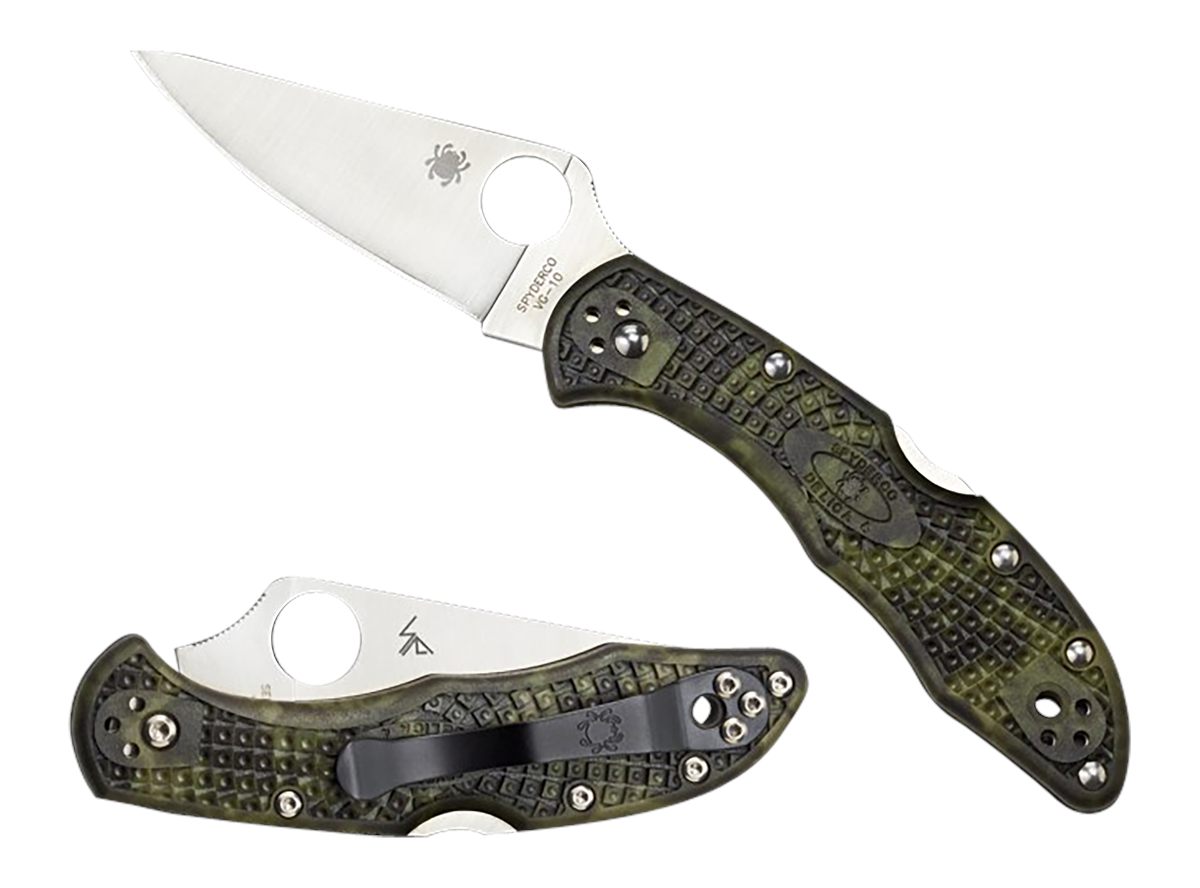 Spyderco C11ZFPGR Delica 4 Lightweight 2.90in Folding Plain Satin VG-10 SS