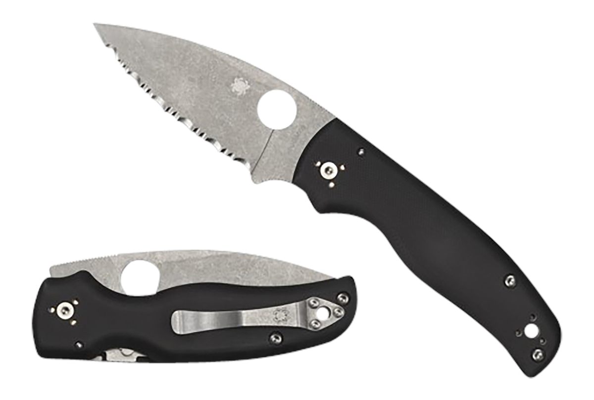 Spyderco C229GP Shaman 3.58in Folding Plain Stonewashed CPM S30V SS Blade/B