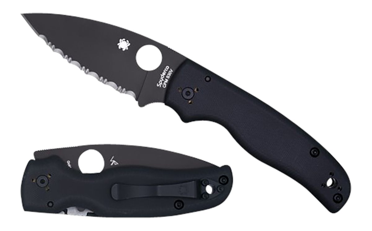 Spyderco C229GPBK Shaman 3.58in Folding Plain Black DLC CPM S30V SS Blade/B