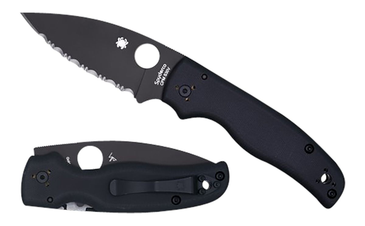Spyderco C229GSBK Shaman 3.58in Folding Serrated Black DLC CPM S30V SS Blad