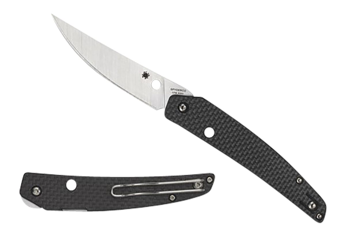 Spyderco C242CFP Ikuchi 3.26in Folding Plain CPM S30V SS Blade/Black Textur