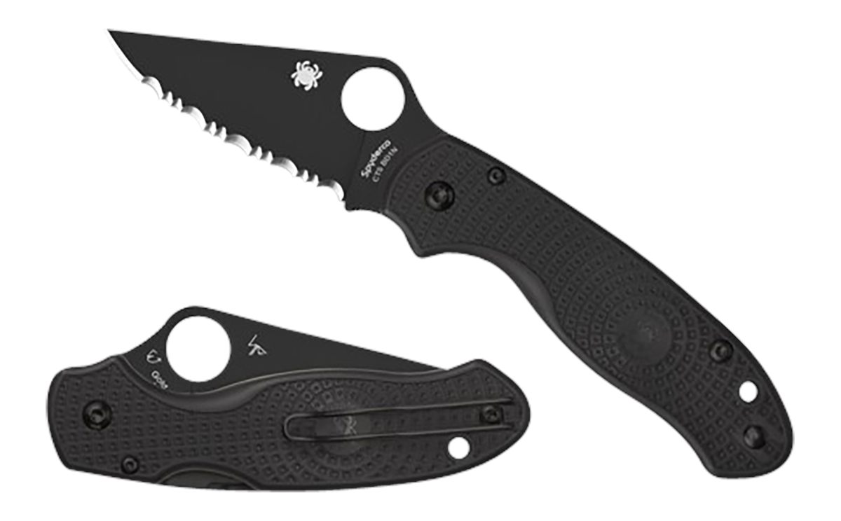 Spyderco C223PBBK Para 3 Lightweight 2.92in Folding Plain Black DLC CTS BD1