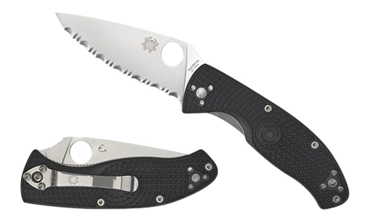 Spyderco C122PSBK Tenacious Lightweight 3.39in Folding Part Serrated Satin