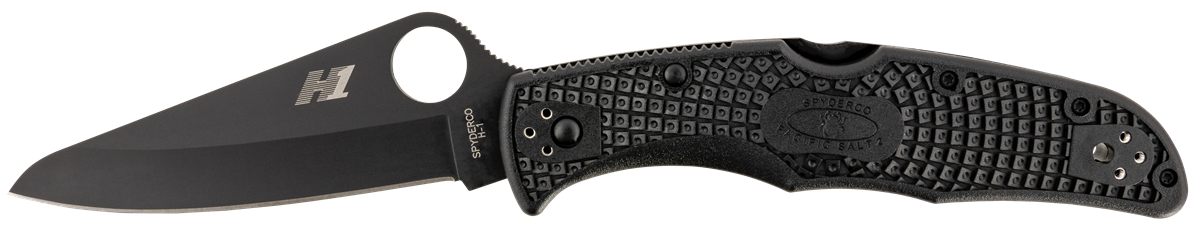 Spyderco C91PBBK2 Pacific Salt 2 3.78in Folding Drop Point Plain Black H2 S