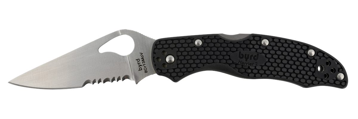 Spyderco BY01PSBK2 Byrd Harrier 2 Lightweight 3.36in Folding Part Serrated