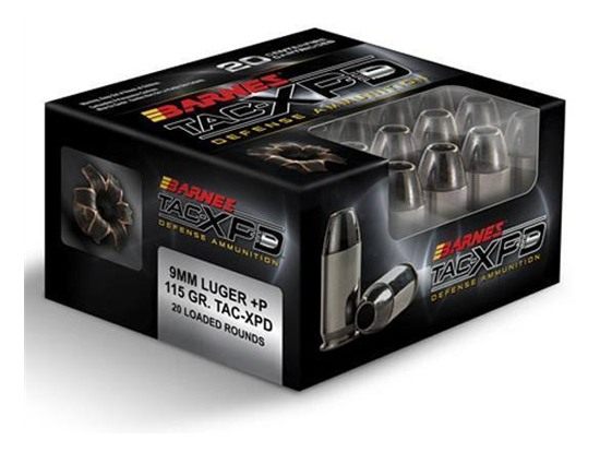 Barnes TAC-XPD Defense Handgun Ammunition 9mm Luger(+P) 115 gr 1125 fps 20/