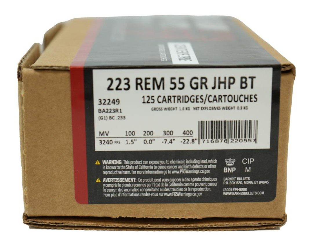 Barnes Bullets Ammunition Centerfire Rifle .223 Rem 55gr HPBT 3240 fps 125/ view 2
