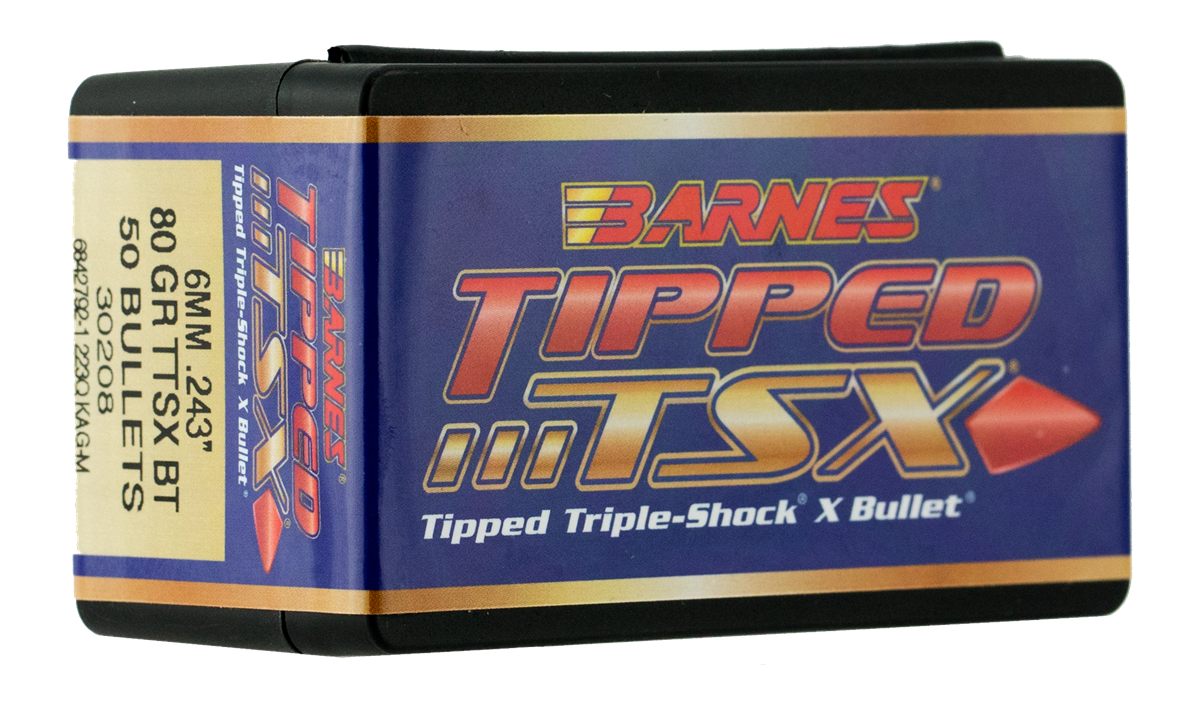 Barnes Tipped TSX (TTSX) Bullets 6mm .243in 80 gr Ttsxbt 50/ct