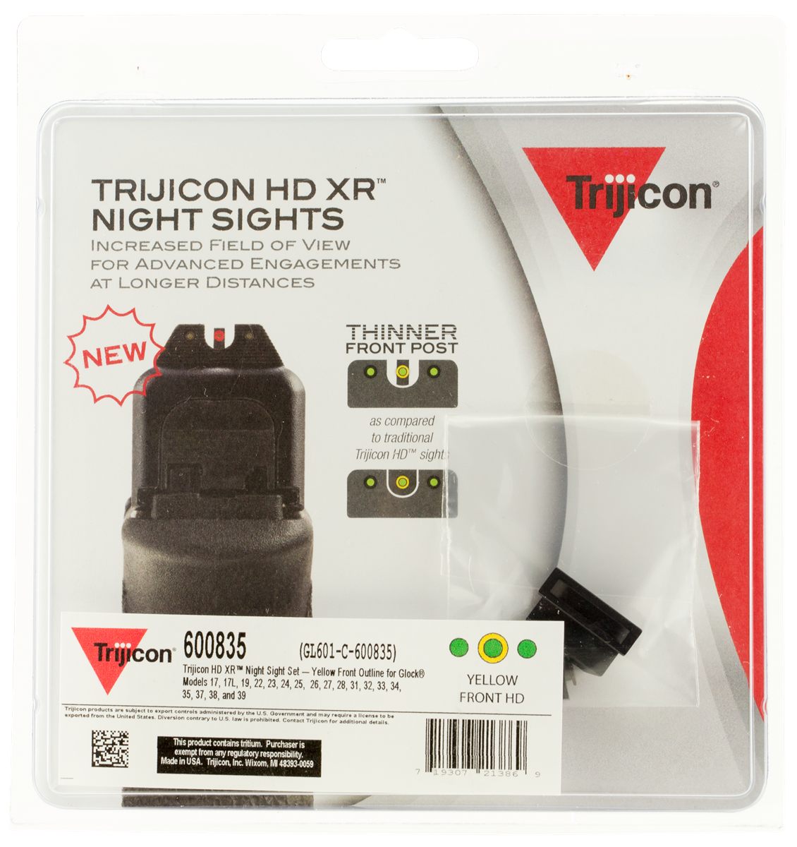 Trijicon 600835 HD XR Night Sights Green/Tritium Yellow Outline Front Triti