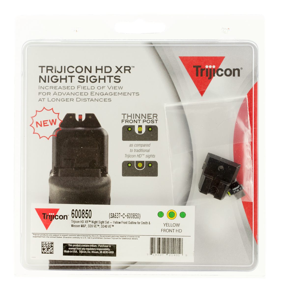 Trijicon 600850 HD XR Night Sights Green/Tritium Yellow Outline Front Triti