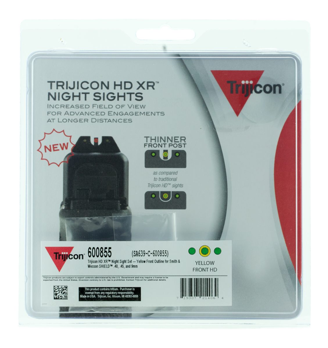 TrijiconInc 600855 HD XR Night Sights Green/Tritium Yellow Outline Front Tr