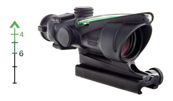 Trijicon 100218 ACOG Black Hardcoat Anodized 4x 32mm Illuminated Green Chev view 2