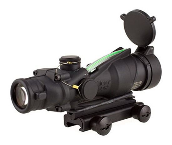 Trijicon 100229 ACOG Black Hardcoat Anodized 4x 32mm Illuminated Green Chev view 2