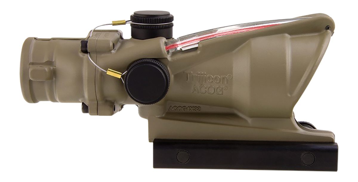 Trijicon 100310 ACOG  Flat Dark Earth 4x32mm Illuminated Red Chevron .223/5.56 BDC Reticle