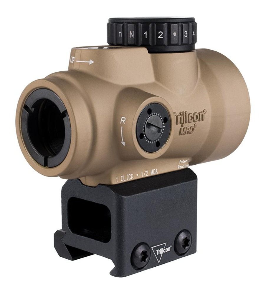 Trijicon 2200328 MRO SD Coyote Tan 1x25mm 2 MOA Red Dot Reticle Lower 1/3 C view 4