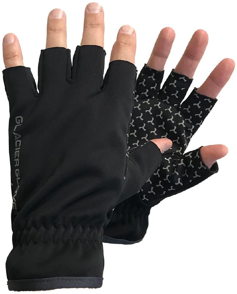 Glacier Glove Cold River Fingerless-l (black) Silicone Grip Palm/soft Shell