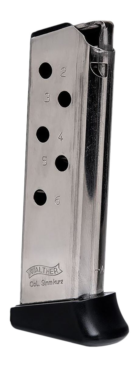 Walther Arms 2246010 PPK 6rd Detachable w/Finger Rest 380 ACP Nickel Steel