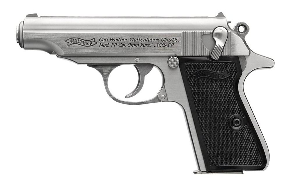 Walther PP Stainless Handgun .380 ACP 7rd Magazines(2) 3.9in Barrel