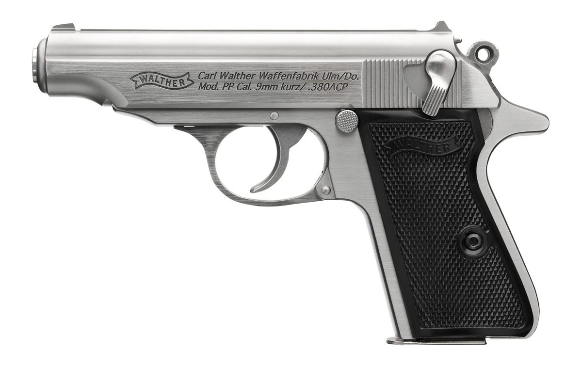 Walther PP Stainless Handgun .32 Auto 8rd Magazines(2) 3.9in Barrel