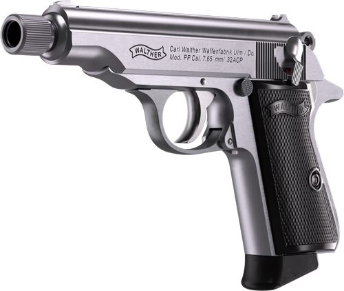 Walther dWALTHER PP SD 32ACP Pistol Stainless 3.9in Threaded Barrel 8RD Mag