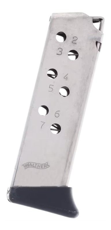 Walther Arms Mag Ppk 32acp 7rd Finger Rest Nickel