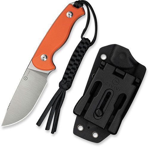 Civivi Knife Timberbark 3.2in Fixed Orange/Satin G10 Stnwash view 2
