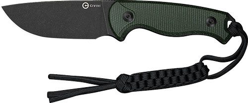 Civivi Knife Timberbark 3.2in Fixed Green Micarta/BLK Stnwsh view 3