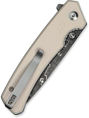 Civivi Knife Merit 3.28in Ivory G10/Damascus Liner Lock view 3