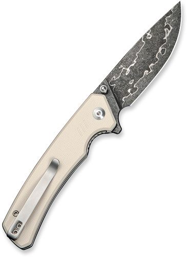 Civivi Knife Merit 3.28in Ivory G10/Damascus Liner Lock view 4