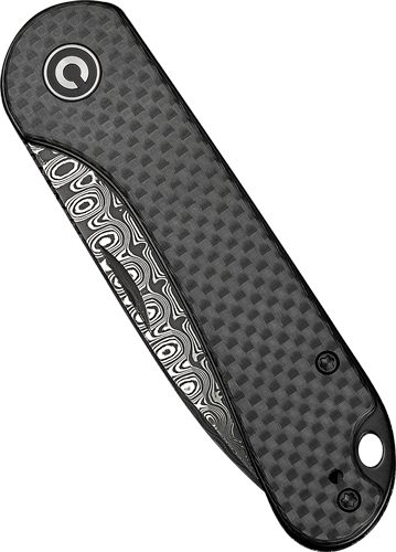 Civivi Knife Elementum Slip Joint 2.9in Crbn FBR/Damascus view 2