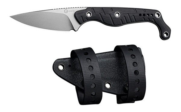 Civivi Knife Sokn 2.82in Black G-10 Stonewash Kydex Sheath view 2