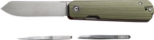 Civivi Knife Sendy 2.83in Milled Green/RED G-10 Clam PK view 2